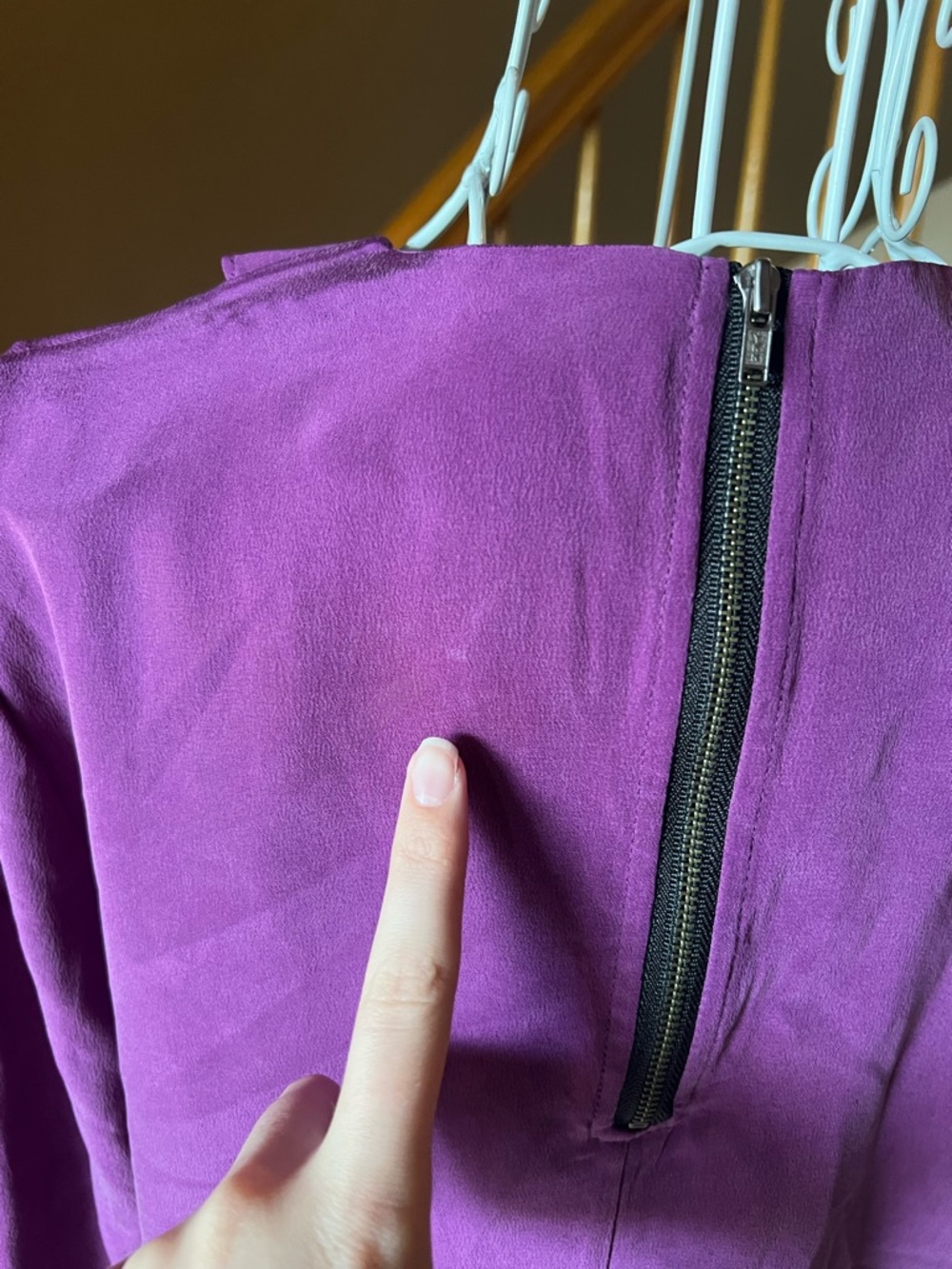 Leith Silk Purple Peter Pan Collar Pleated Blouse Office Quiet Luxury Size M - Picture 6 of 8